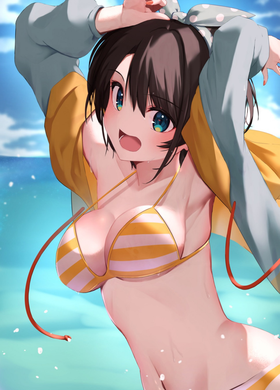 yande.re 954064 sample bikini hololive mikaku oozora_subaru open_shirt swimsuits wet.jpg