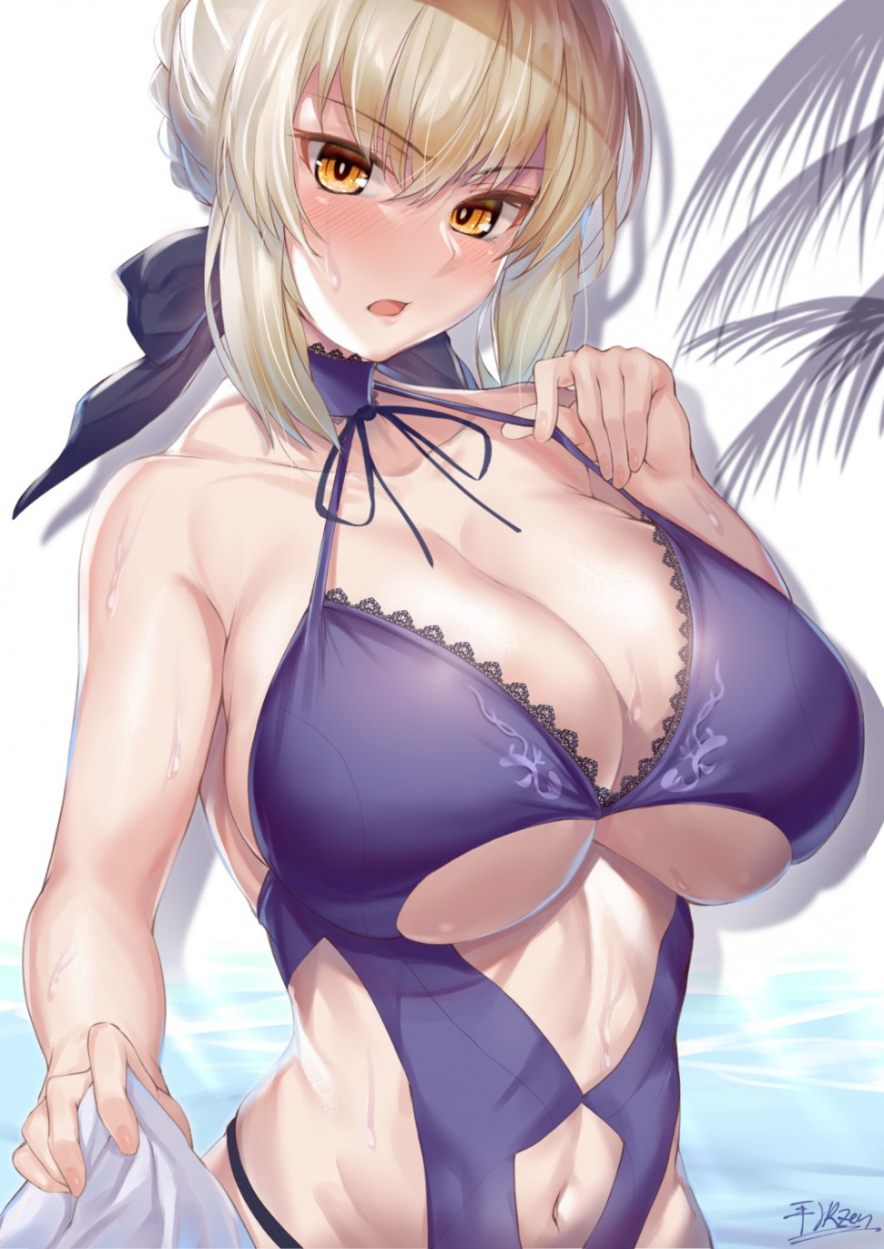 yande.re 598895 sample artoria_pendragon_alter_(fate_grand_order) fate_grand_order hirasawa_seiji swimsuits underboob wet.jpg