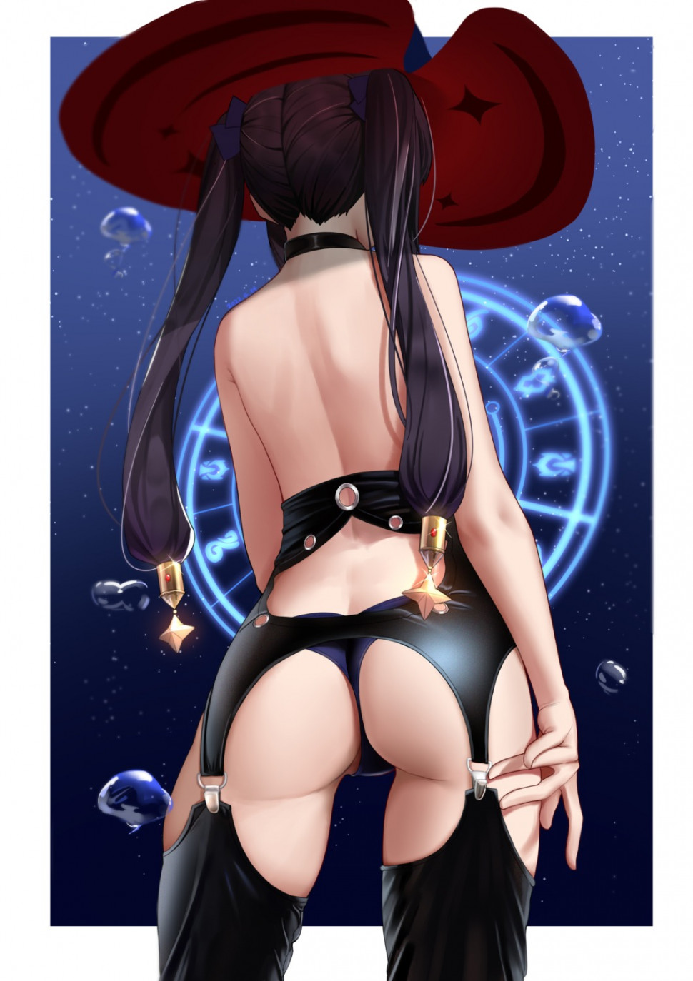 yande.re 958042 sample ass ctrl+z genshin_impact mona_megistus no_bra pantsu stockings thighhighs thong witch.jpg