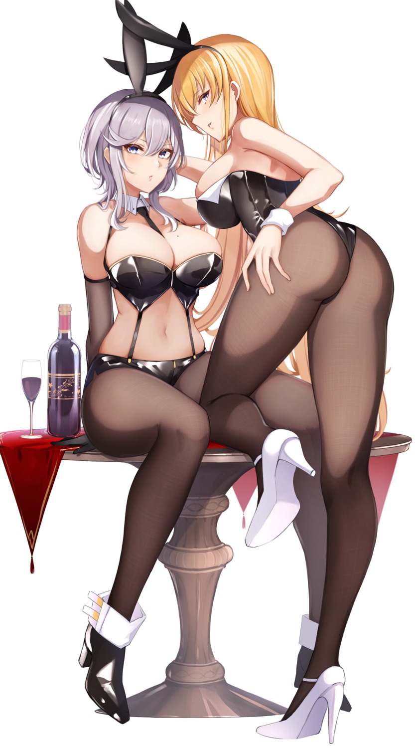 yande.re 800393 sample animal_ears ass azur_lane bunny_ears bunny_girl heels no_bra north_carolina_(azur_lane) pantyhose pnatsu washington_(azur_lane).jpg