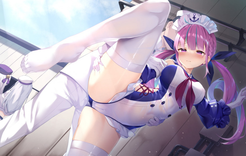 yande.re 992891 sample artist_revision cameltoe feet hololive leotard maid minato_aqua see_through shimo_(shimo332215) thighhighs.jpg