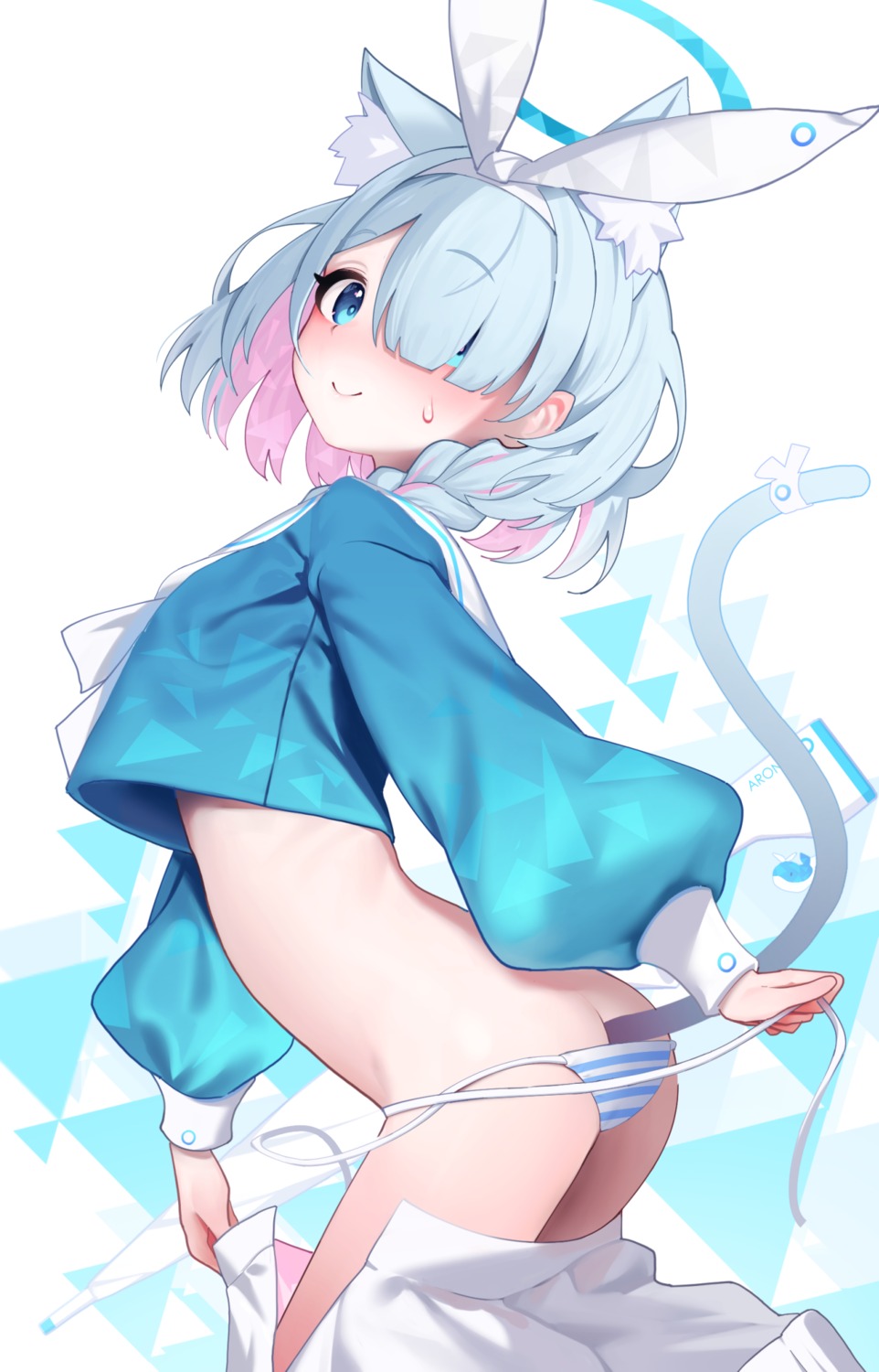 yande.re 1014532 sample angel animal_ears arona_(blue_archive) ass blue_archive loli nekomimi pantsu prem_(user_htrd4732) seifuku shimapan tail undressing.jpg