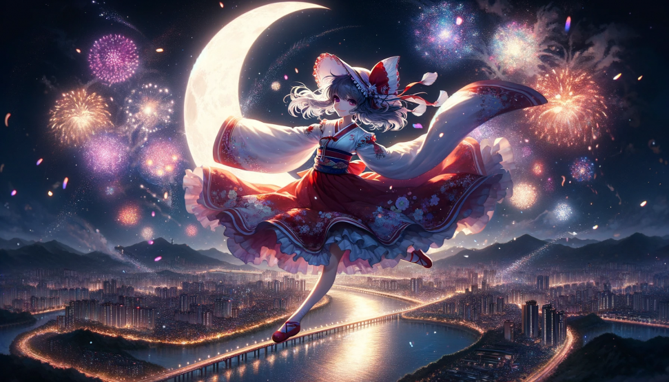 1_DALL·E 2024-03-04 00.44.22 - Depict Hakurei Reimu from the Touhou Project gliding through the night sky over Seoul in a dynamic pose, with a crescent moon included in the scene. T.png