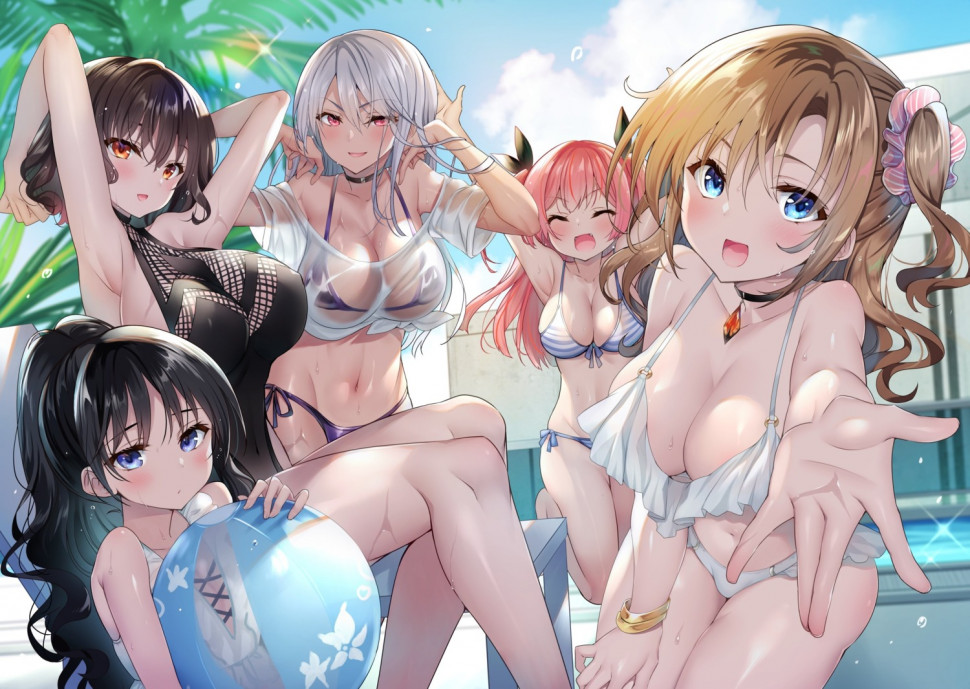 yande.re 754572 sample bikini cleavage sanshoku_amido see_through swimsuits wet_clothes.jpg