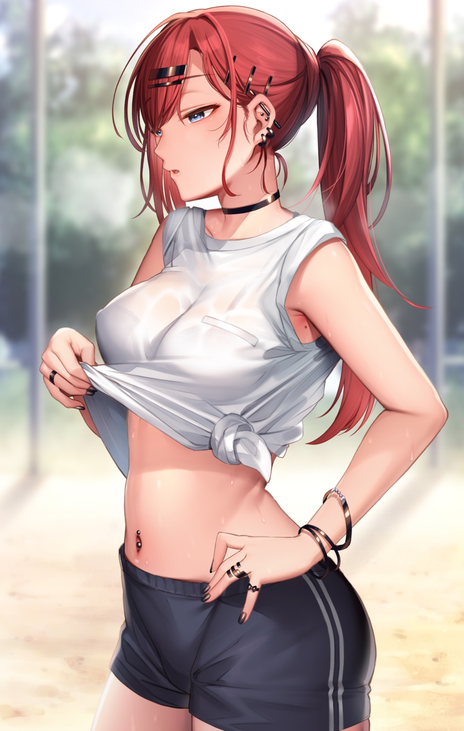 yande.re 1013567 sample bra erect_nipples gym_uniform nanafuton see_through shirt_lift undressing wet wet_clothes.jpg