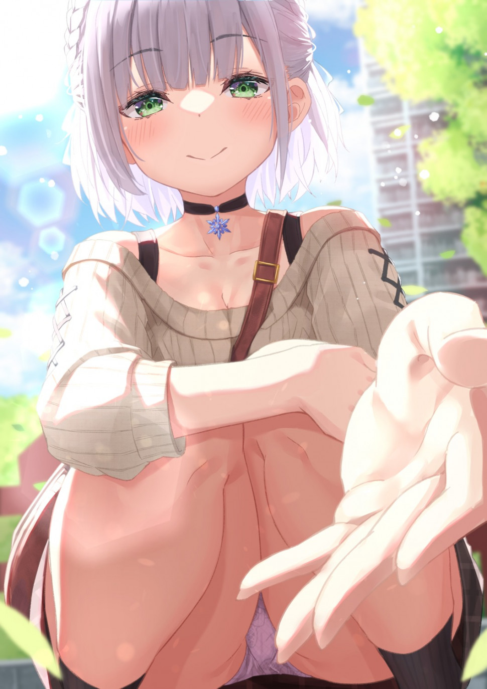 yande.re 954458 sample cleavage hololive pantsu shirogane_noel skirt_lift starkamisan sweater.jpg