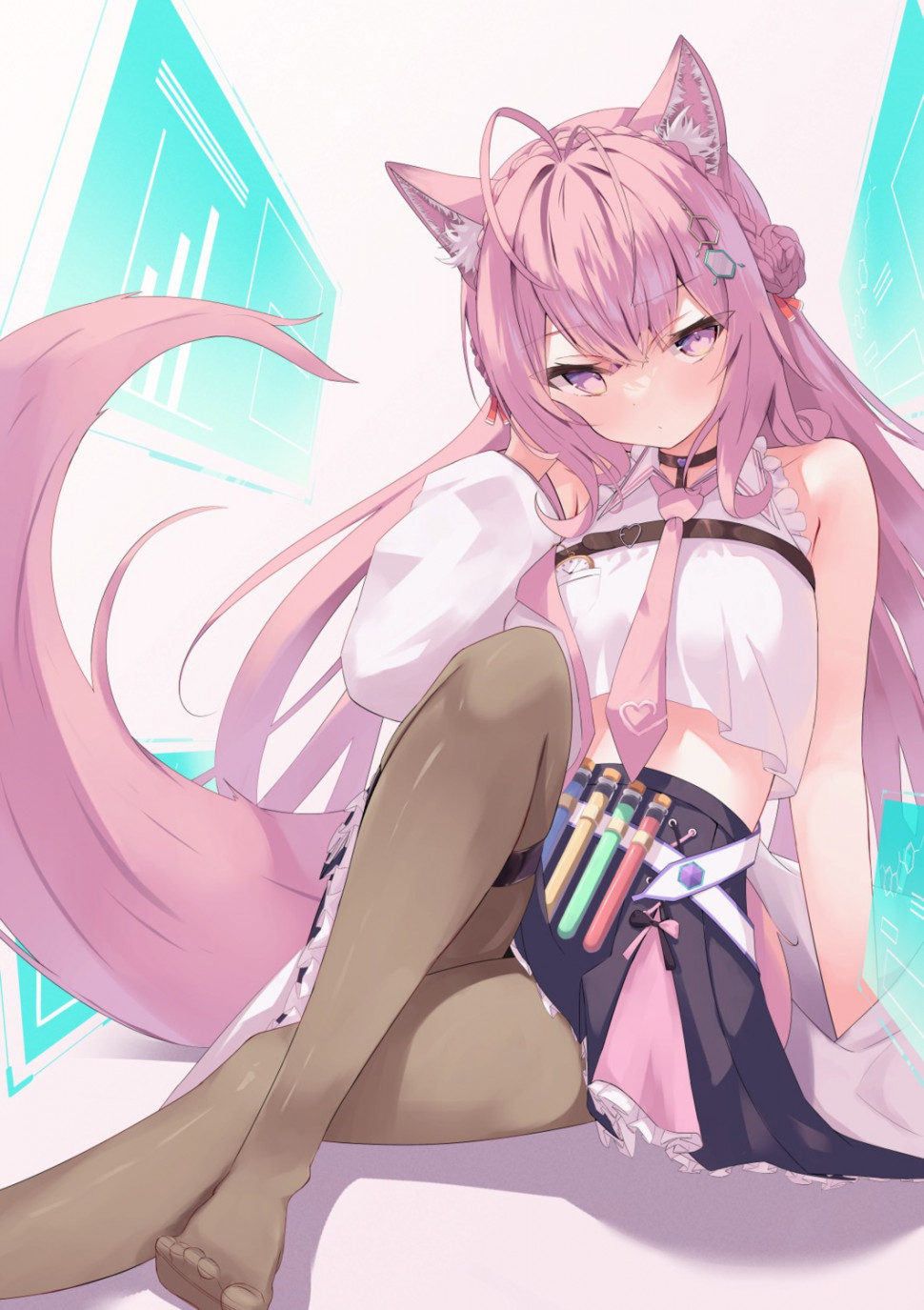 yande.re 1014769 sample animal_ears feet hakui_koyori hololive pantyhose skirt_lift tail uogashi_rei.jpg