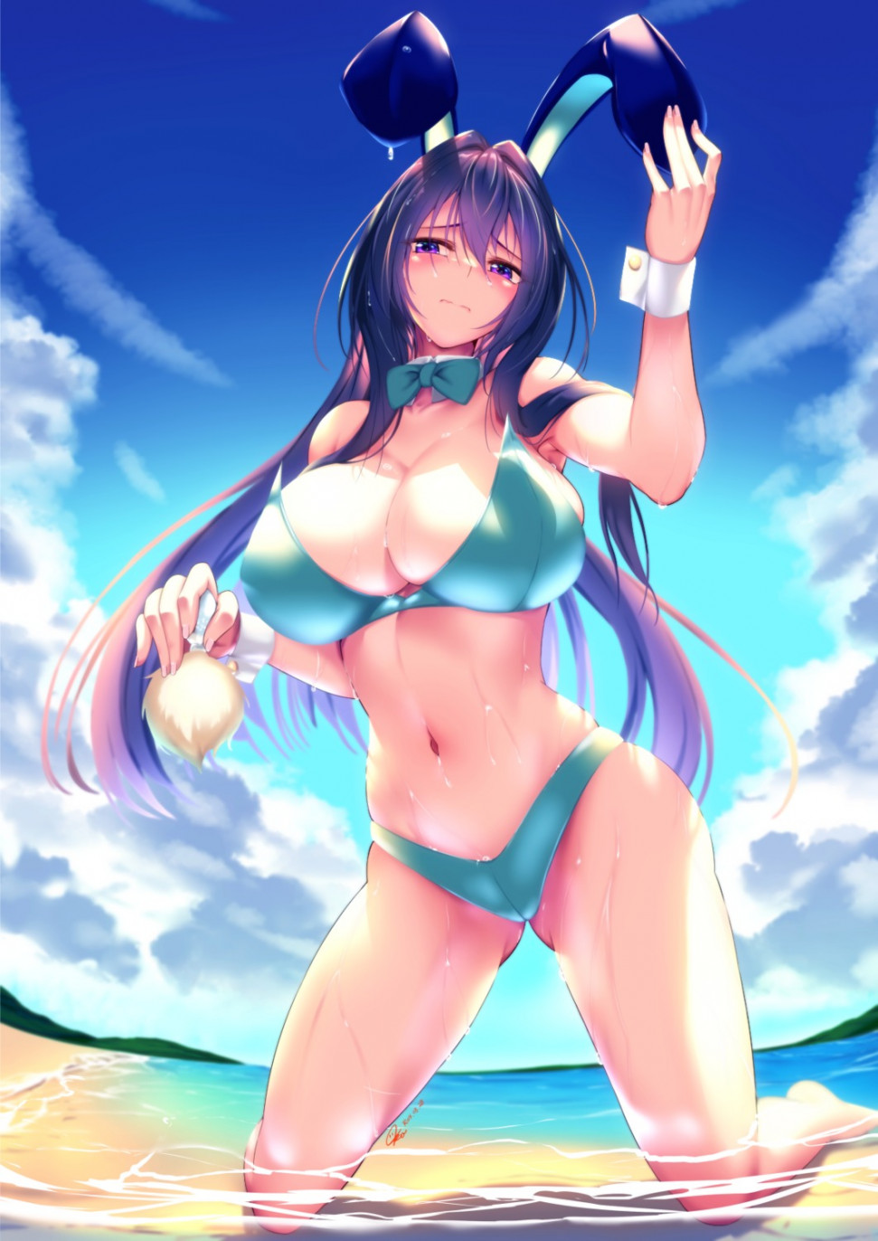 yande.re 1014588 sample animal_ears bikini bunny_ears kaede_acer swimsuits wet.jpg