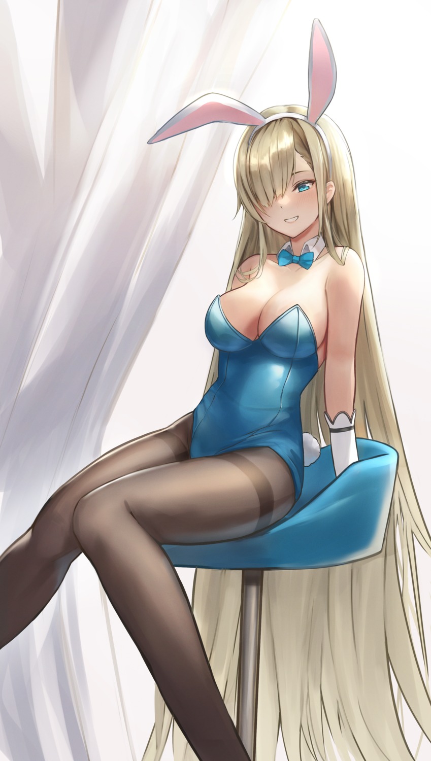 yande.re 966111 sample animal_ears blue_archive bunny_ears bunny_girl gileu ichinose_asuna no_bra pantyhose tail.jpg