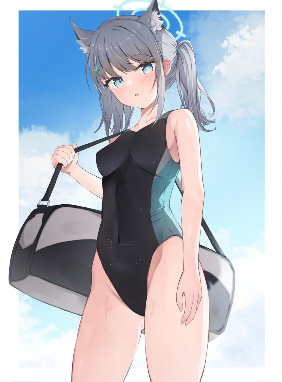 yande.re 991318 sample angel animal_ears blue_archive nekomimi nonddu sunaookami_shiroko swimsuits.jpg