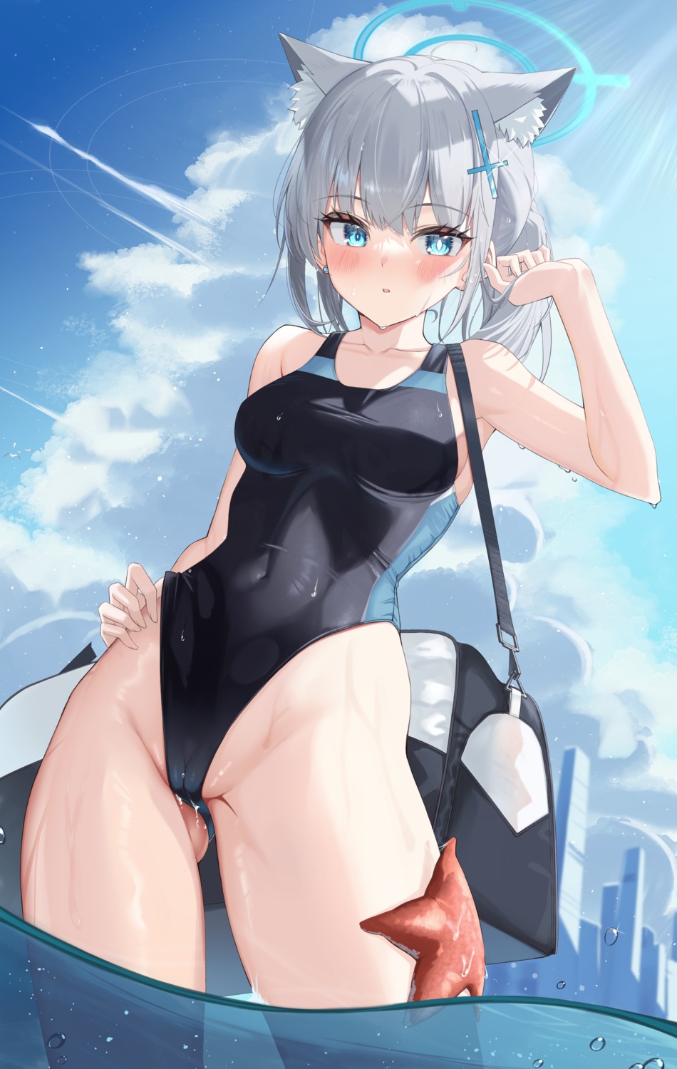 yande.re 1014628 sample animal_ears blue_archive simito sunaookami_shiroko swimsuits wet.jpg