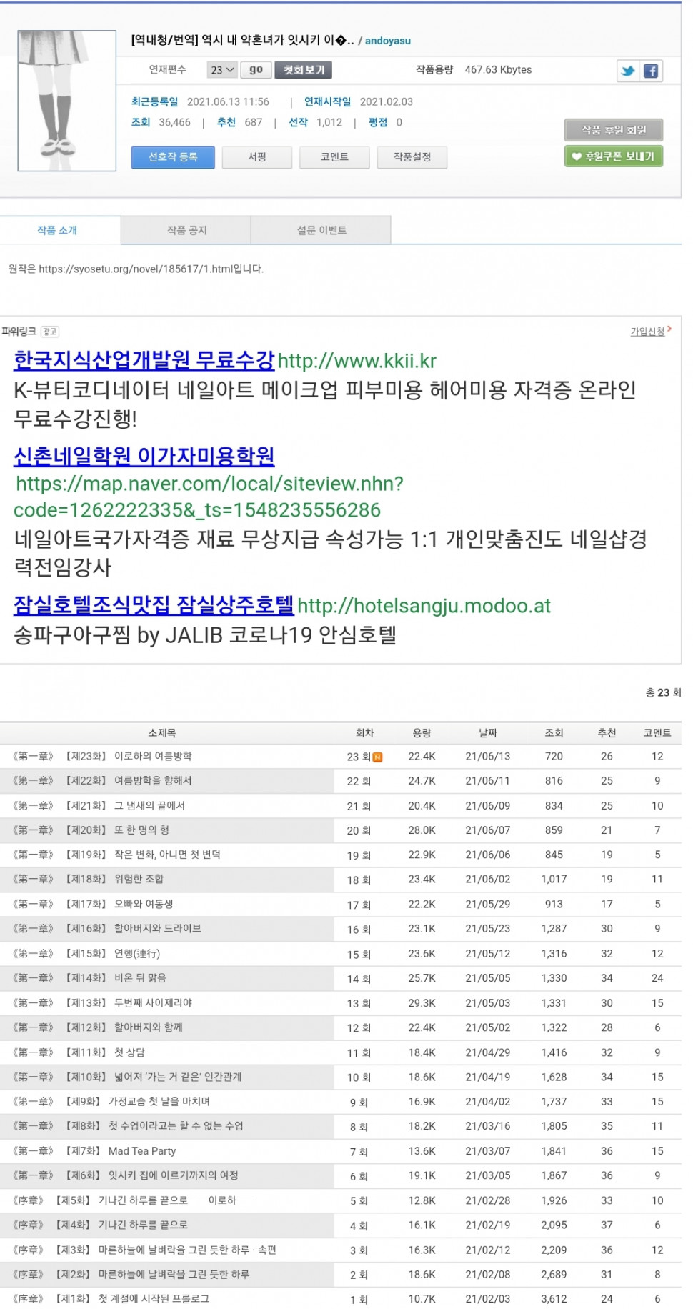 Screenshot_20210615-120738_Chrome.jpg : 연재중인 팬픽 근황