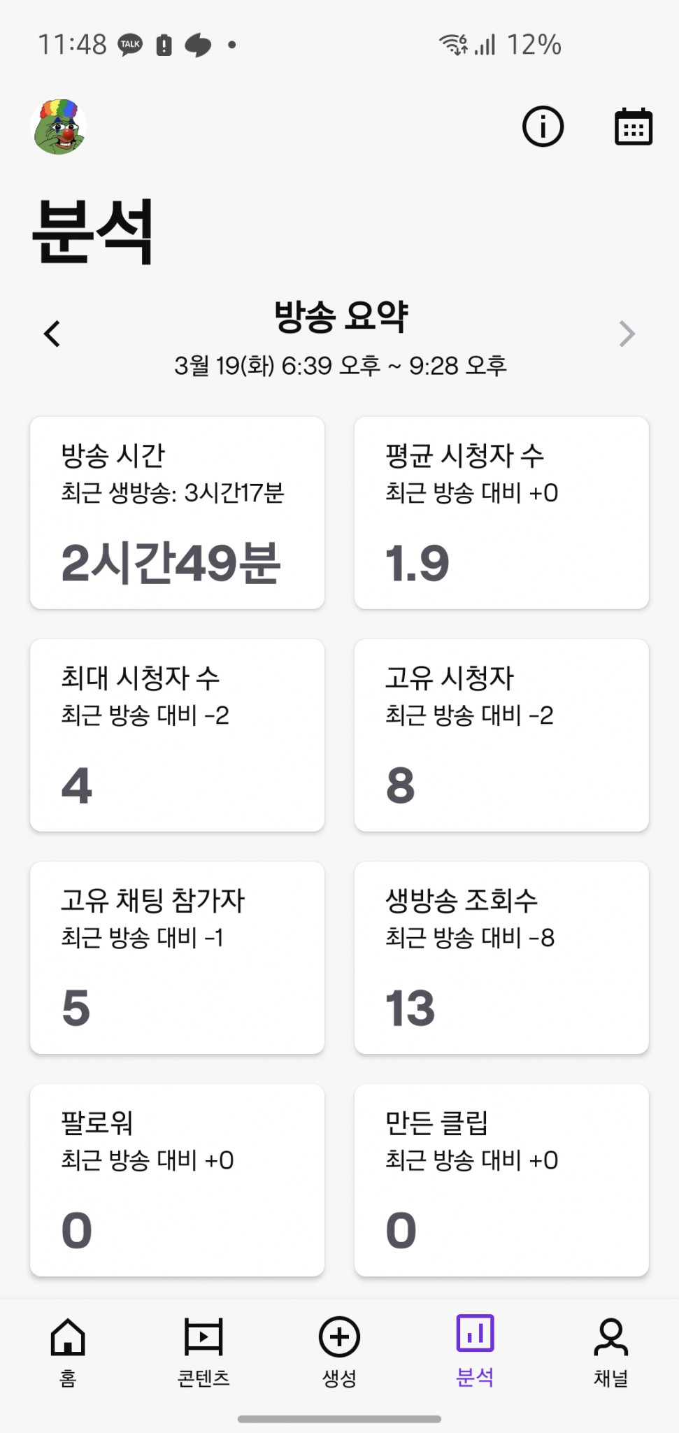 Screenshot_20240319_234850_Twitch.jpg : 오늘자 방송 성적표 Screenshot_20240319_234850_Twitch.jpg : 오늘자 방송 성적표