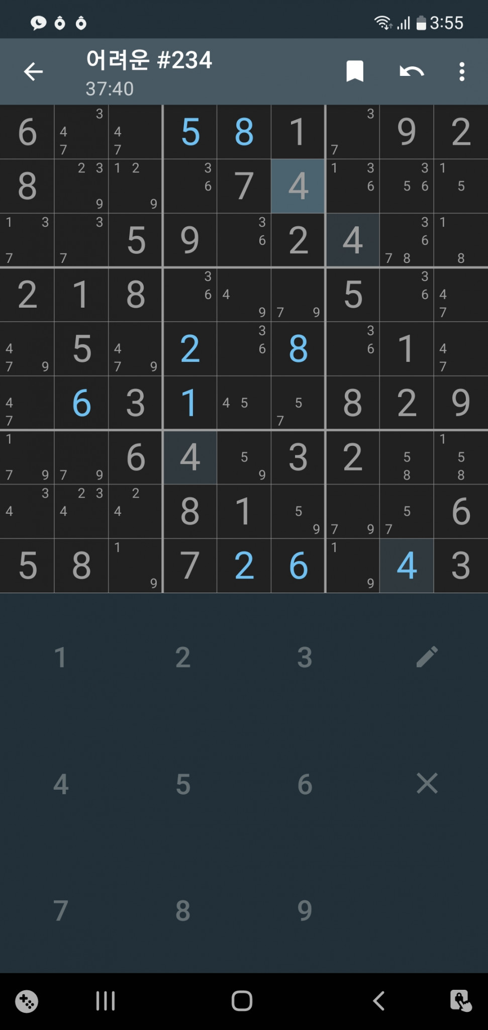 Screenshot_20230816_035530_Sudoku.jpg : 이건 어디서부커 풀어야하나...