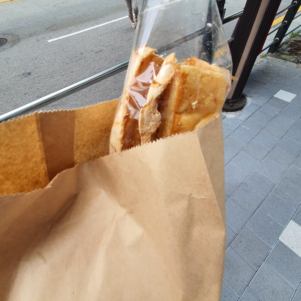 20220826_102902.jpg : 네흥이 종이봉투에 빵 담아가지고 걷는중 20220826_102902.jpg : 네흥이 종이봉투에 빵 담아가지고 걷는중